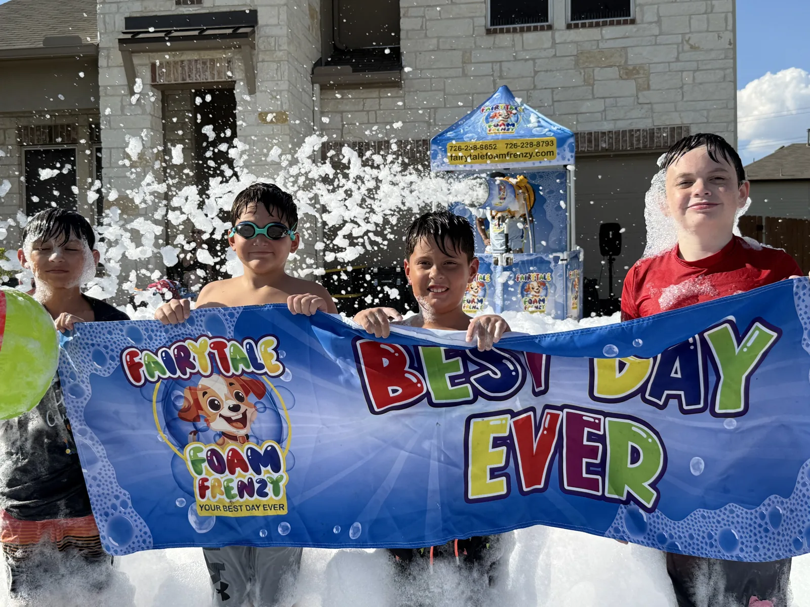 Best Day Ever banner in the foam
